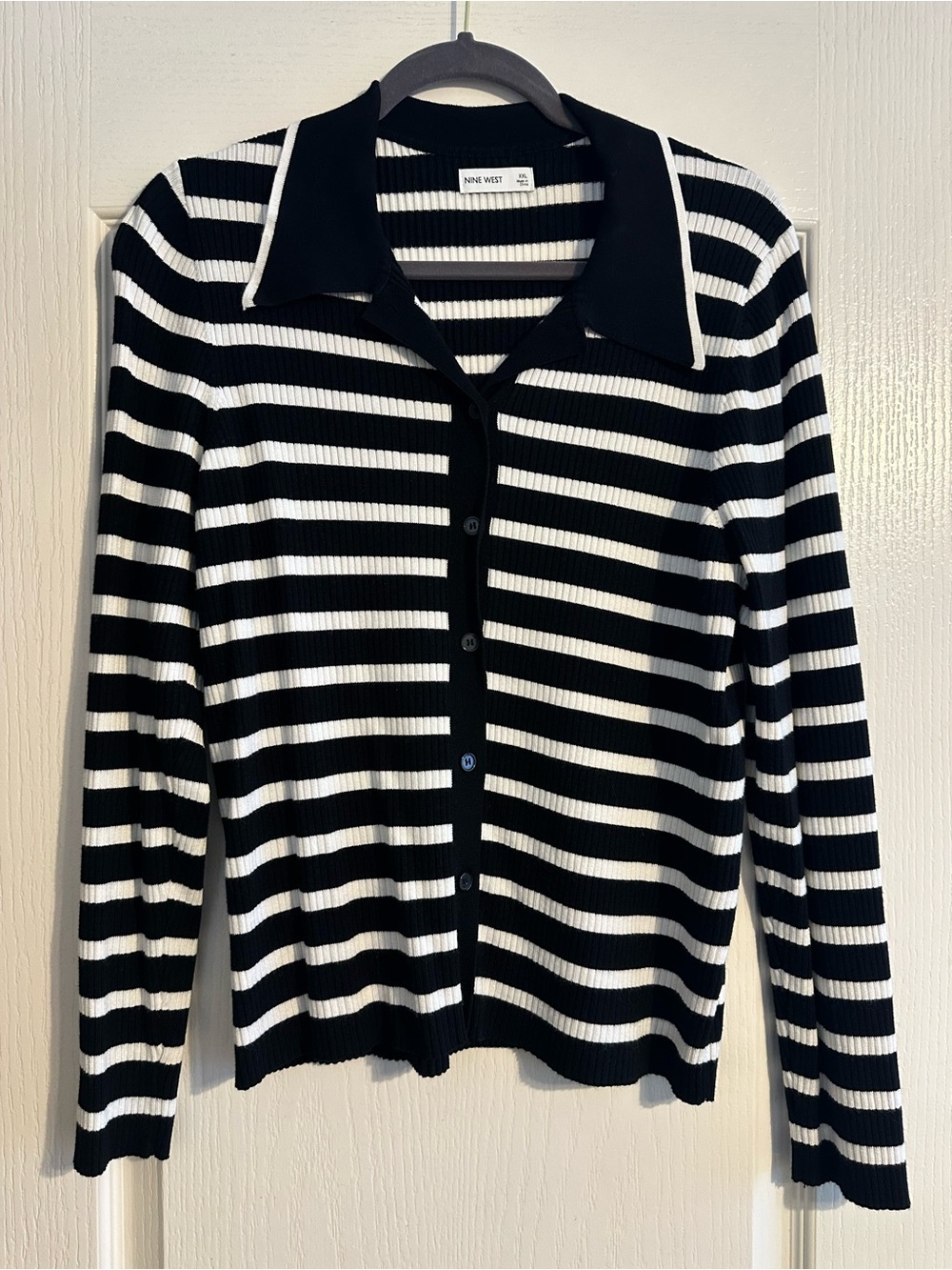 Nine West Black and White Striped Sweater